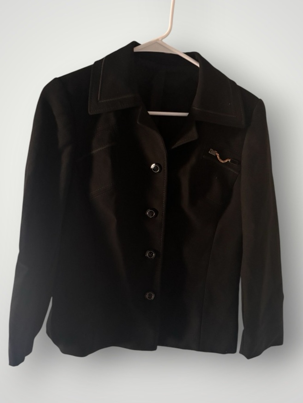 Vintage 50s 60s Hucke Blazer pure wool black blazer with gold accent